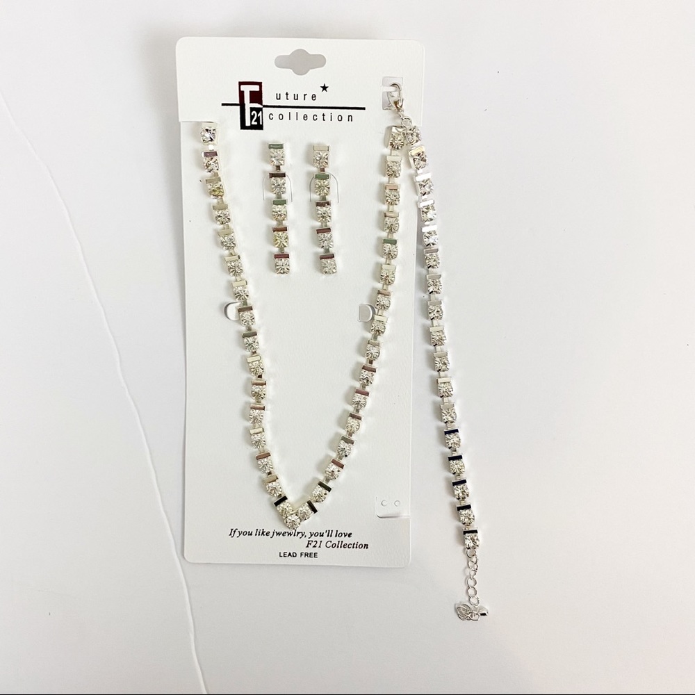 💕 Bridesmaids Jewelry Set Rhinestone Statement Set  earrings/necklace/Bracelet